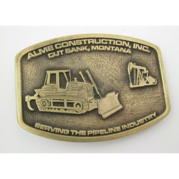2008 New Alme Const. Cut Bank Mont Bull Dozer Oil Rig Buckle (X18) 22nd Ed - Picture 1 of 4